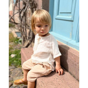 Organik Müslin Kumaş Ekru Bluz Tişört  Organik Müslin Kumaş Ekru Bluz Tişört