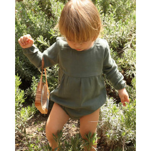 Organik Müslin Body Yeşil Uzun Kollu