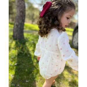 Organik Müslin Kiraz Çiçekli Body