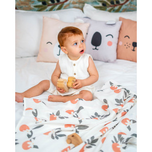 Organik Müslin Örtü 2 Katlı Orange