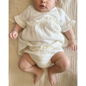Organik Müslin Kumaş Ekru Bluz Takım