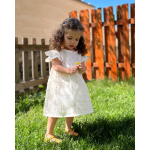 Kiraz Çiçekli Elbise Organik Müslin Kumaş