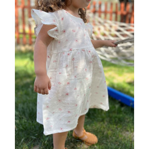 Kiraz Çiçekli Elbise Organik Müslin Kumaş