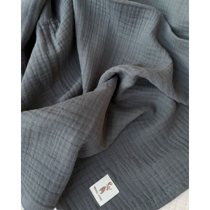 Organik Müslin Battaniye 4 Katlı Koyu Gri