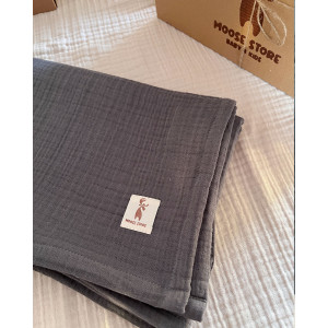 Organik Müslin Battaniye 4 Katlı Koyu Gri