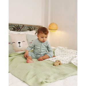 Organik Müslin Battaniye 4 Katlı Yeşil