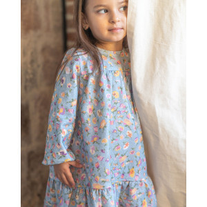 Organik Pamuk Mavi Çiçekli Elbise