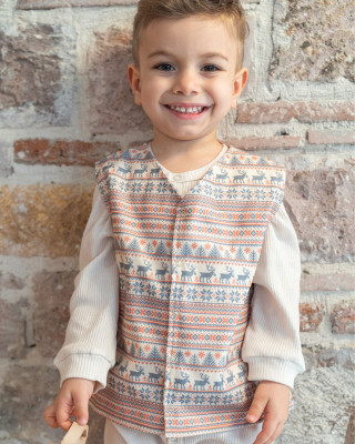 Organik Pamuklu Pazen Yelek Moose